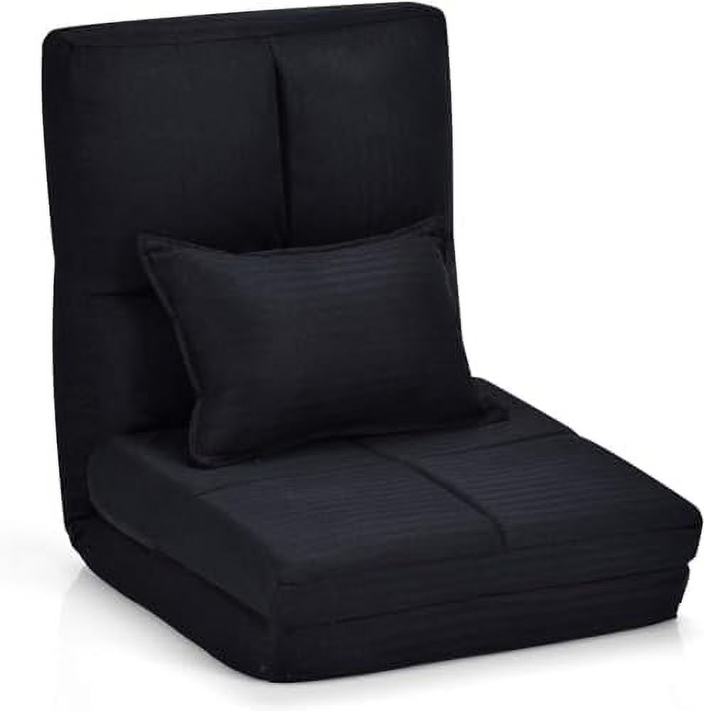 Moccha Folding Floor Chair with Pillow Adjustable 6 Reclining Position Upholstered Chaise Lounge B4851