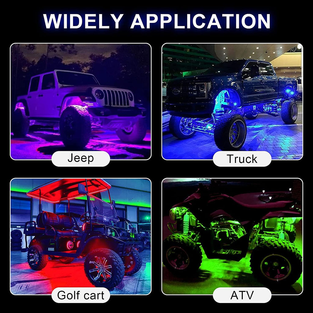 RGB LED Rock Lights for Trucks, Waterproof Car Neon Light Kit (8 Pods) Z603316