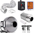6 Inch 442 CFM Inline Duct Ventilation Fan with Carbon Filter, Variable Speed Adjuster, Digital Hygrometer Thermometer, 25 feet Vent Hose Combo, 1-Pair Rope Clip Hanger L797