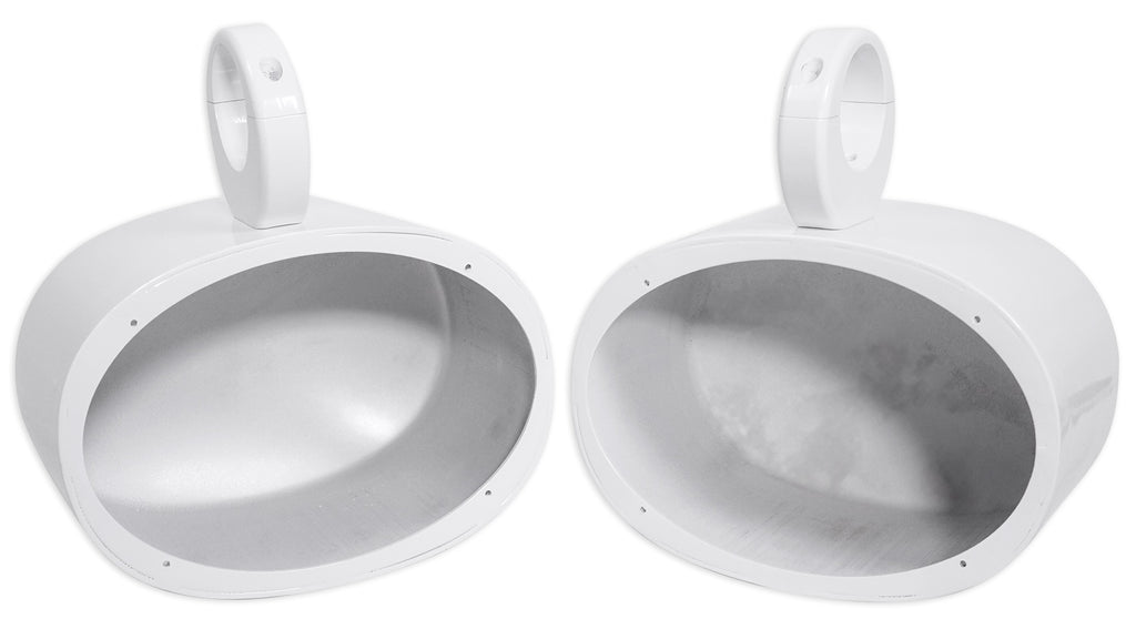 6x9" White Aluminum Wakeboard Tower Speaker Pods with Covers Y96038