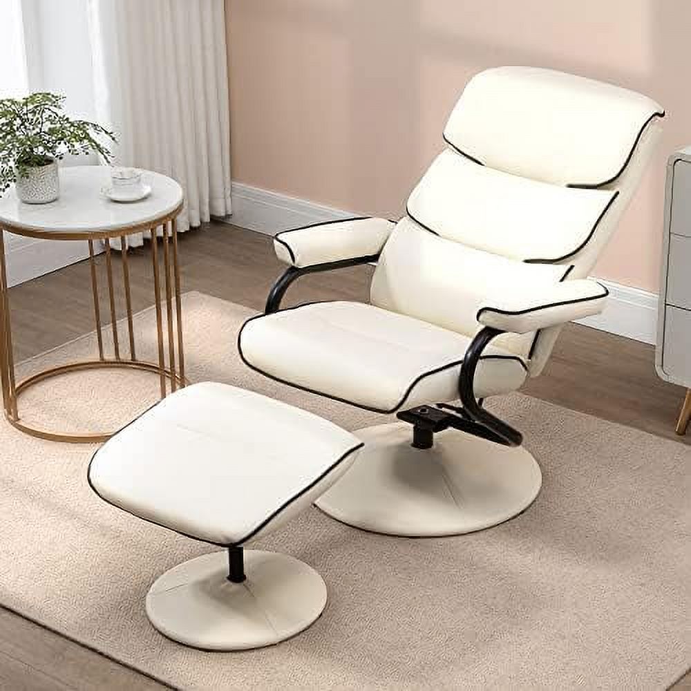 Brown PU Leather Swivel Recliner Chair with Ottoman G724