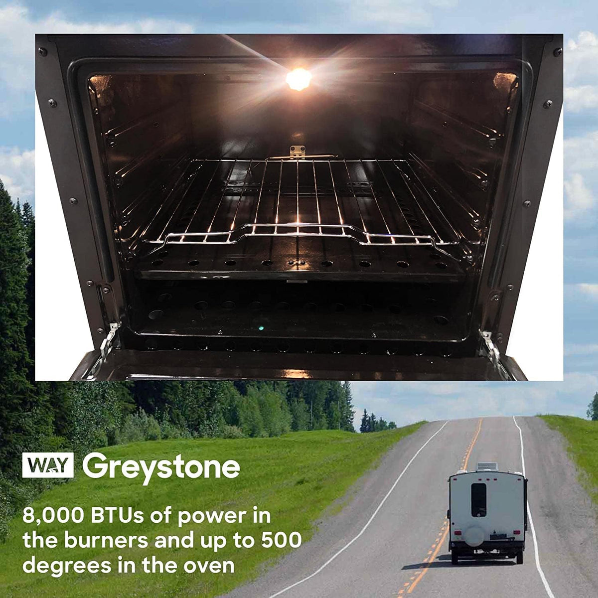12 Volt 21 Inch Black RV Gas Range and Cooktop C905230