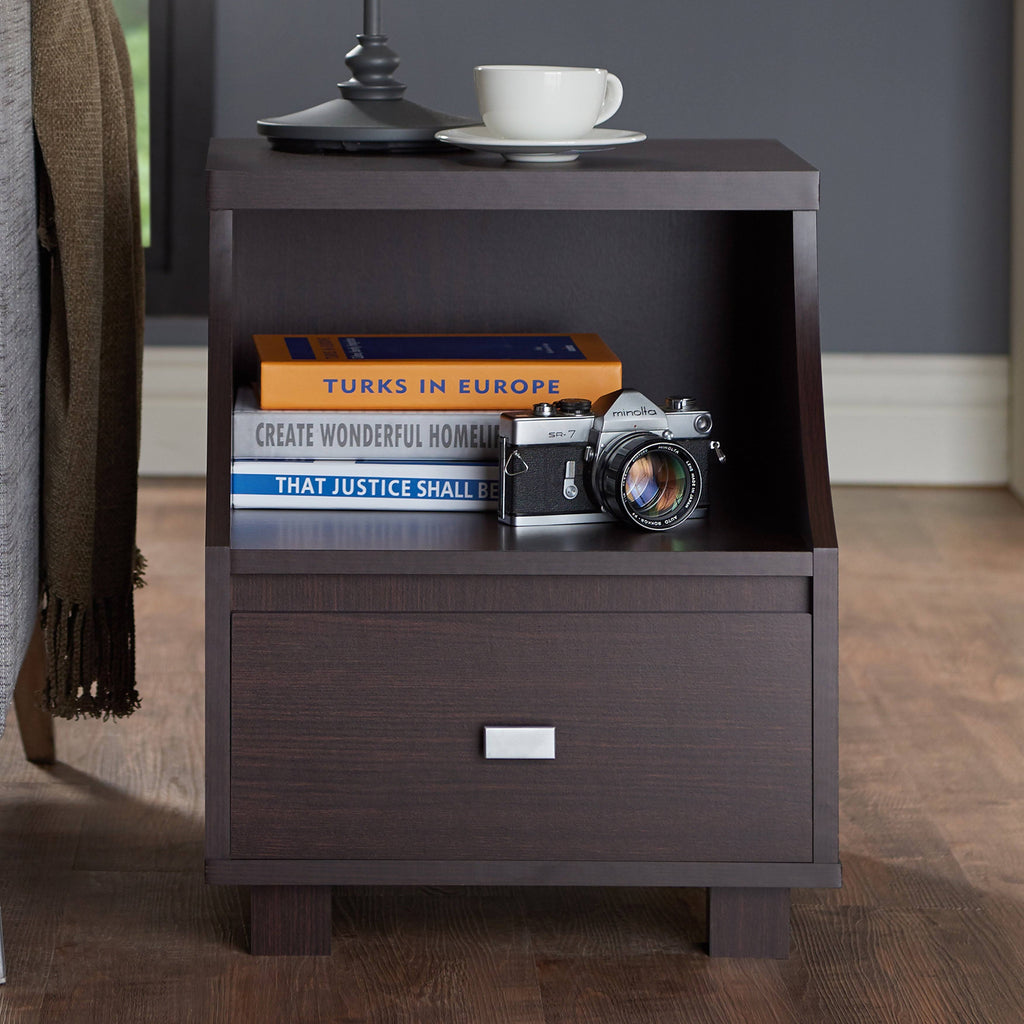 Walnut 1-Drawer Storage End Table C5460