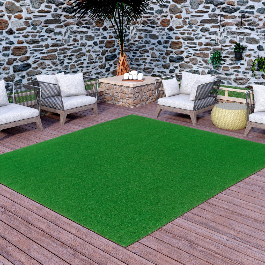 Waterproof 5'3" x 8'2" Green Artificial Grass Rug O8697