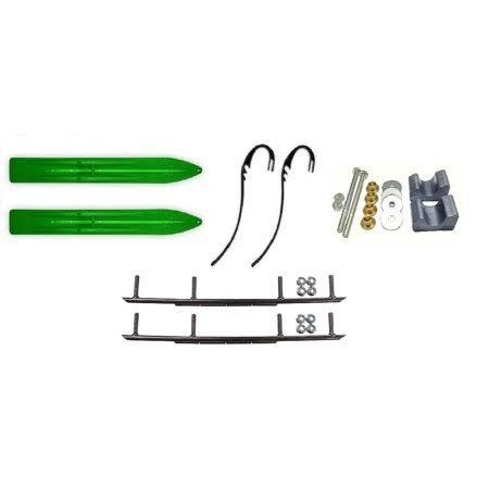 Green Trail 6 inch Snowmobile Skis with 8 inch Round Bars Complete Kit Arctic Cat 2009 and All 2010-11 J7398