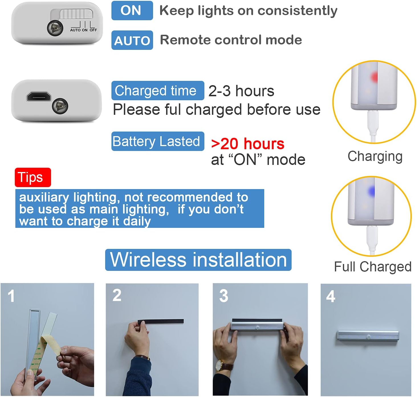 Rechargeable Touch Lights with Timer Dimmer 3 Colors H661493