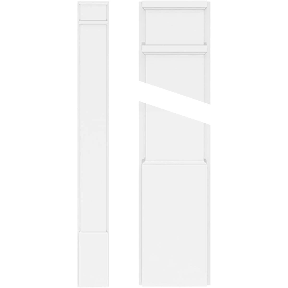 12x22W x 96x22H x 2x22P Smooth PVC Pilaster with Decorative Capital & Base (Pair) B652