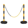 2 Pack Plastic Delineator Post Cone with Fillable Base, Black & Yellow T6182
