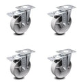 5 inch Semi Steel Swivel Top Plate Caster Set with Total Lock Brake G32576