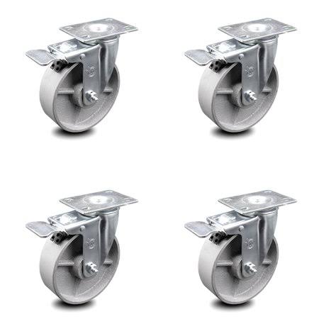 5 inch Semi Steel Swivel Top Plate Caster Set with Total Lock Brake G32576