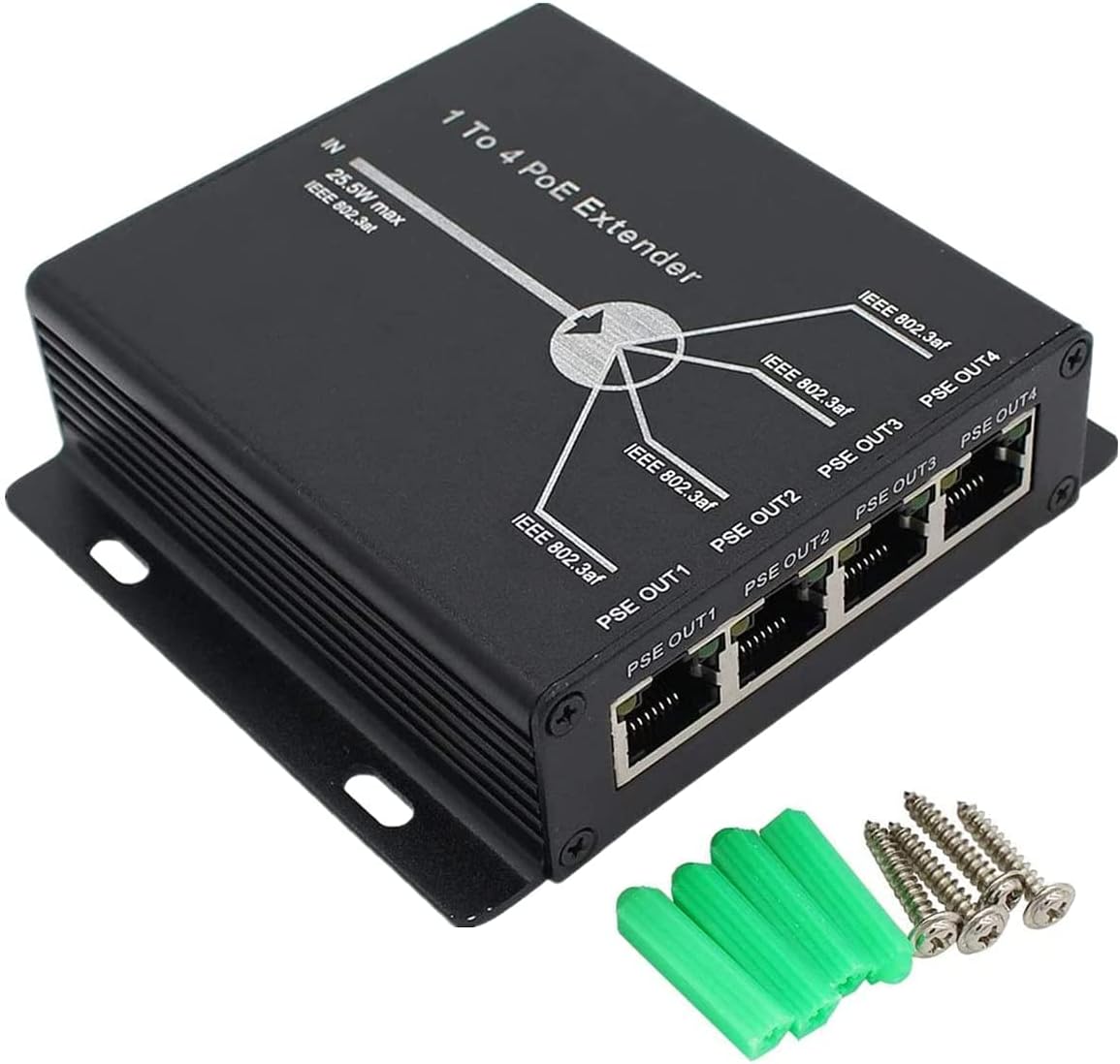PoE Extender Ethernet Repeater 10/100Mbps 1In/4Out Z3350