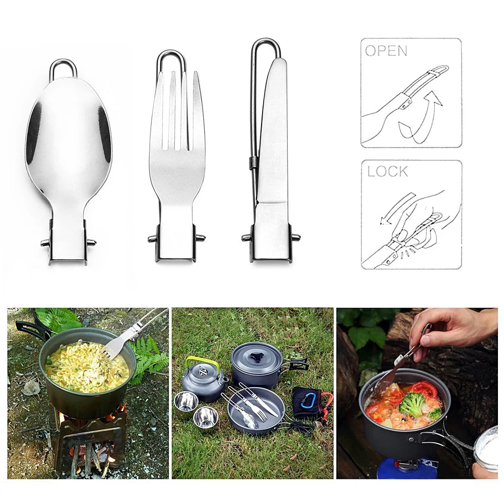 Orange Non Stick Folding Camping Cookware Set G7992