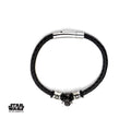 Men's Stainless Steel Black PVD Plated Leather Wrap Bracelet V711