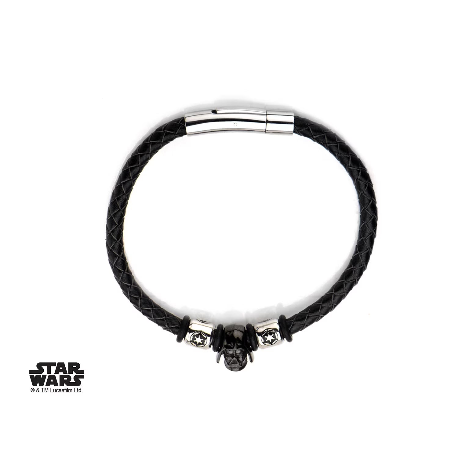 Men's Stainless Steel Black PVD Plated Leather Wrap Bracelet V711