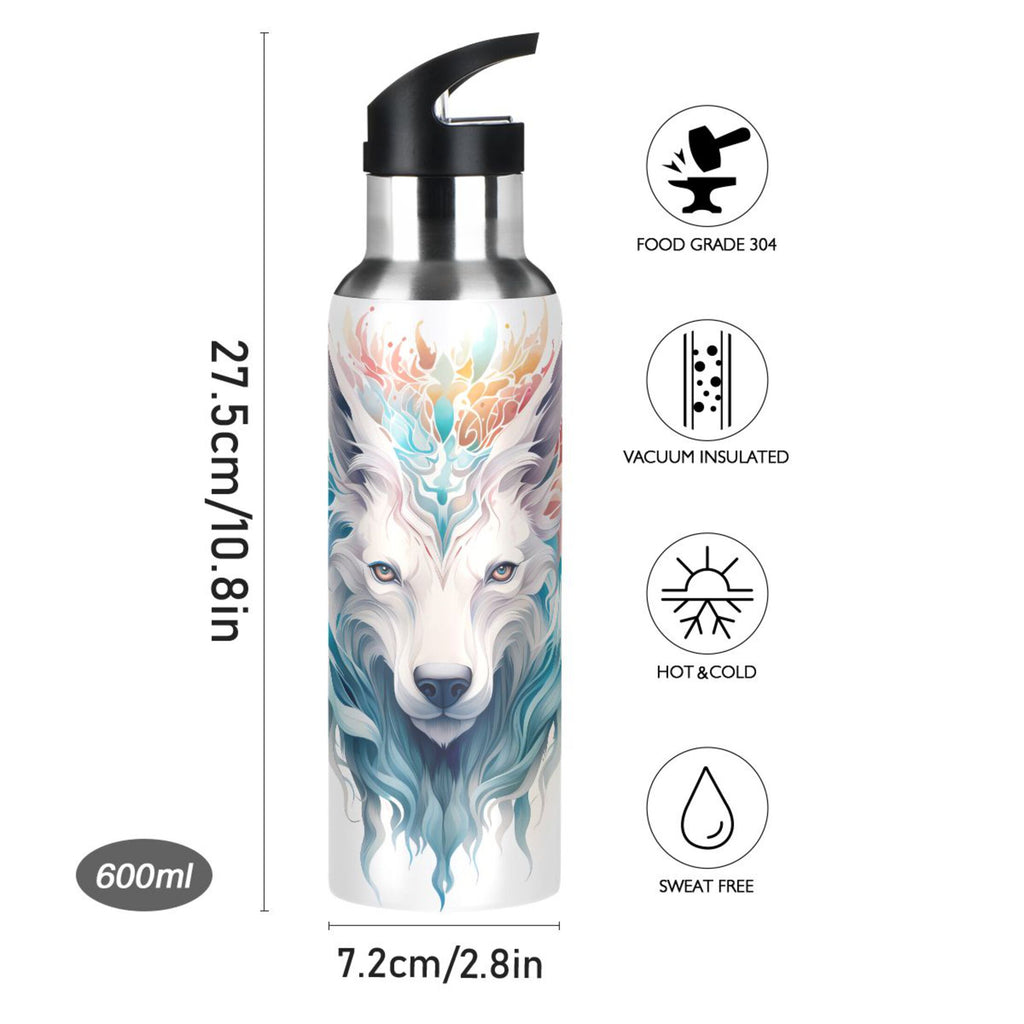 Blue Stainless Steel Insulated Water Bottle with Straw Lid L3950