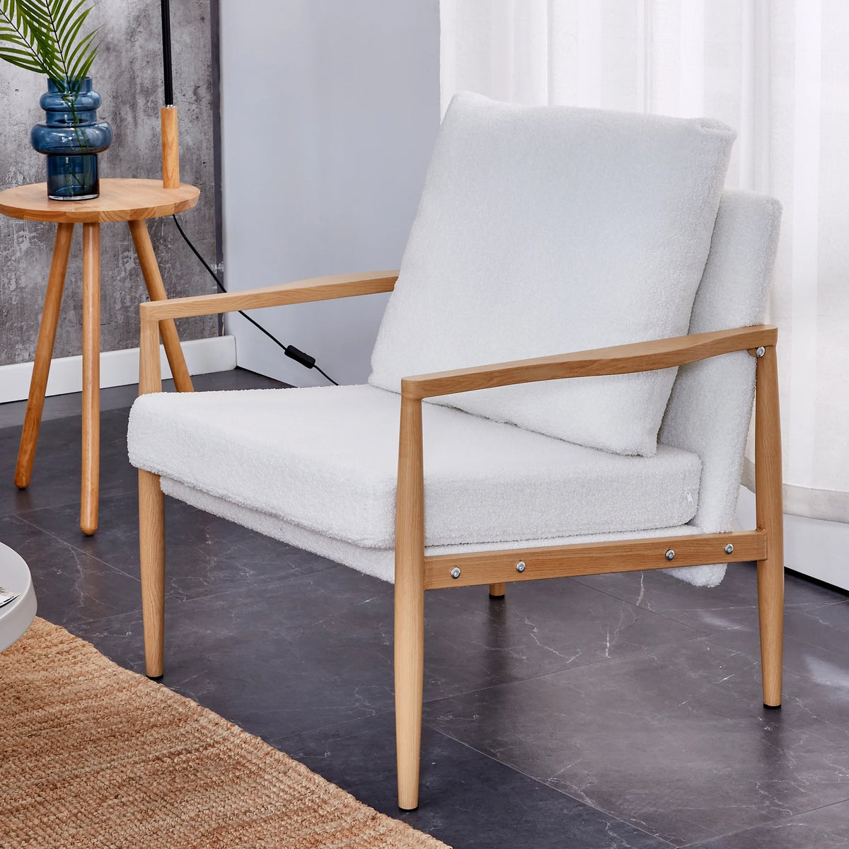 Teddy Velvet Accent Arm Chair with Metal Frame F379733