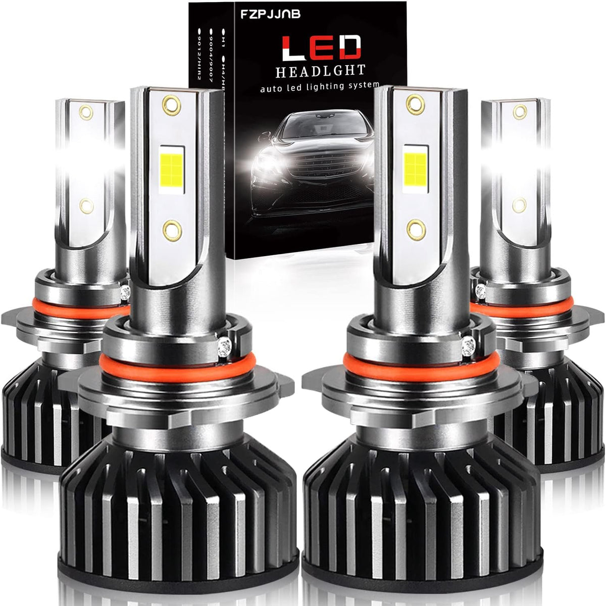 LED Headlight Bulbs 9005 High Beam 9006 Low Beam Combo, 6000K Cool White, Pack of 4 Q7610