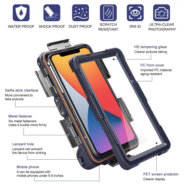 Waterproof Protective Case for Phones Up to 6.9 Inch with Lanyard A72967
