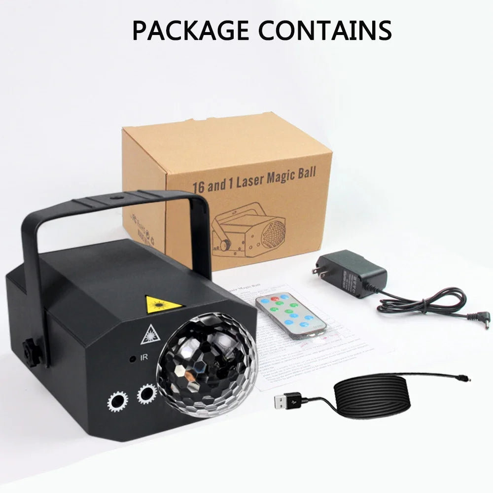 Sound Activated Black ABS Disco Ball Party Lights R341612