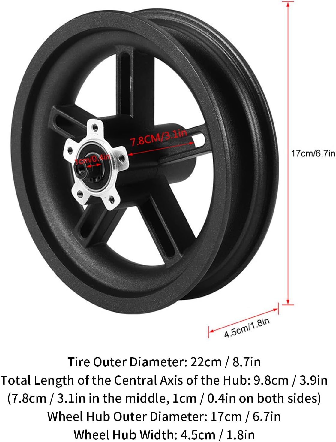 8.5 Inch Solid Tire Wheel Hub Set for M365 PRO Electric Scooter Pack of 2 T642125