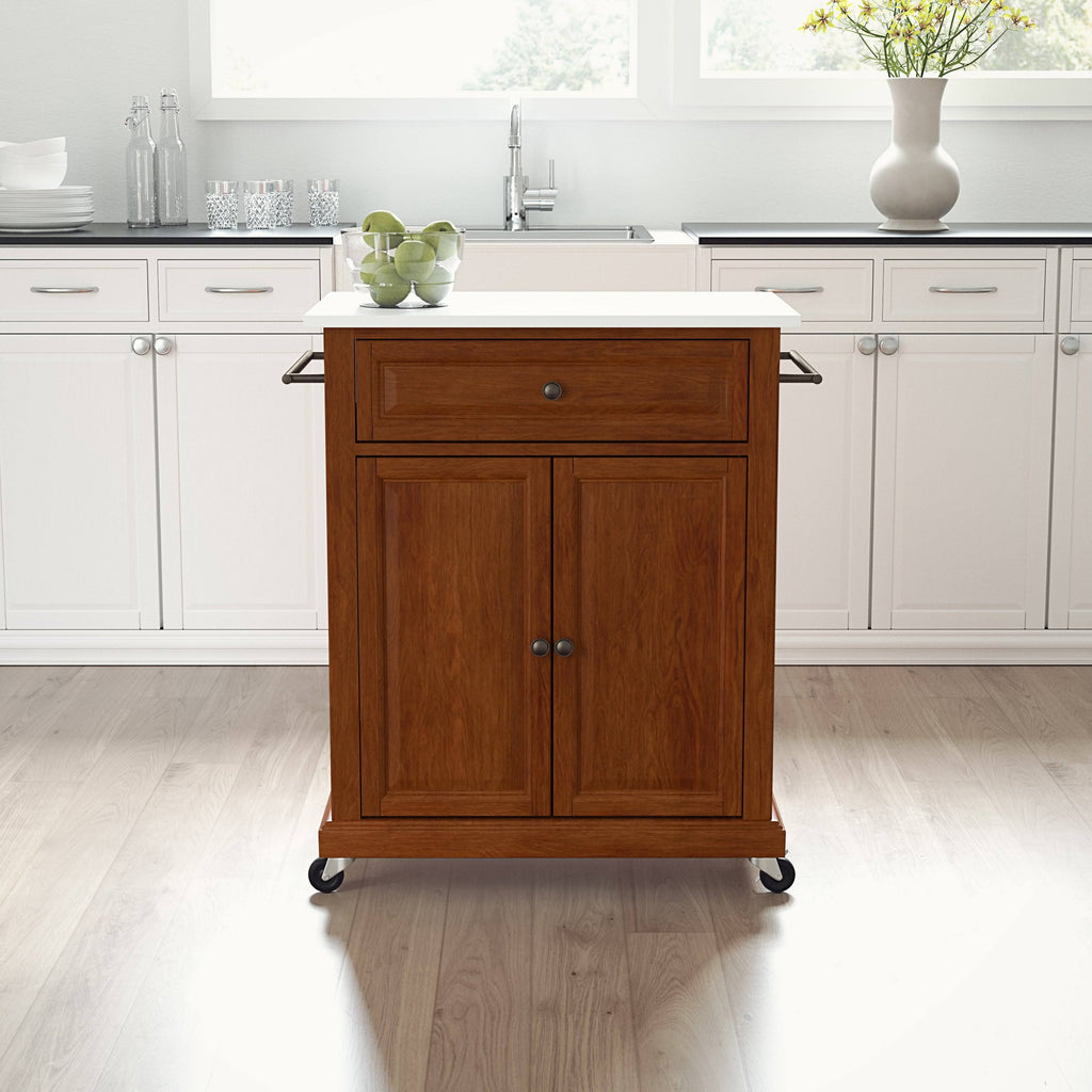 Cherry Granite Top Kitchen Cart Y846240