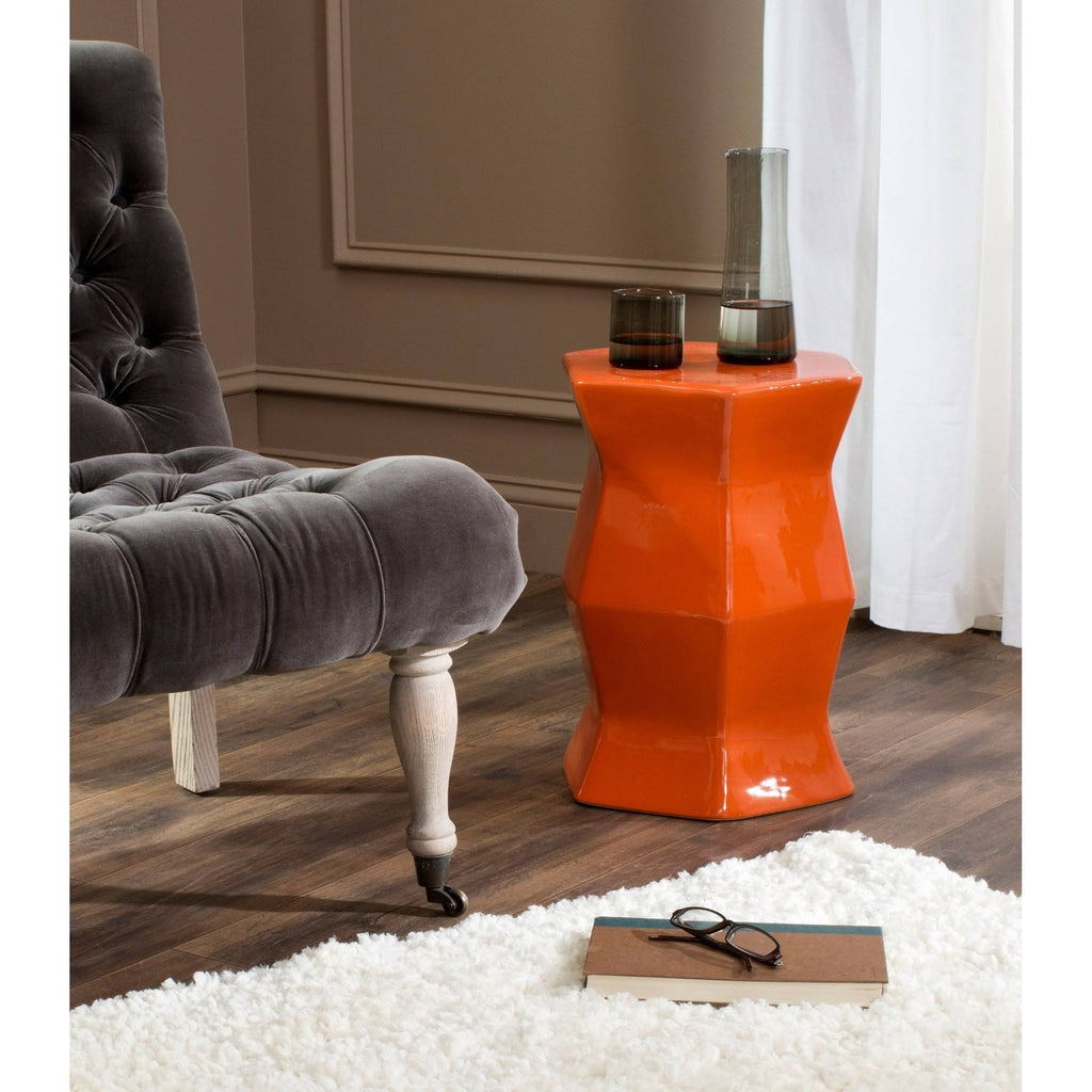 Orange Hexagon Garden Stool V84440