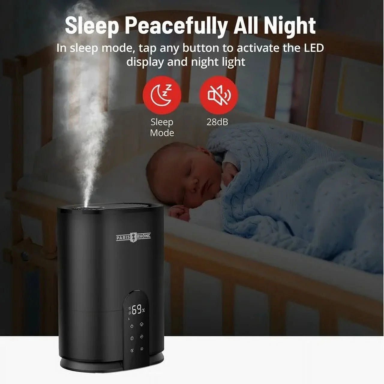 4L Ultrasonic Cool Mist Humidifier with Humidistat, Black U466377