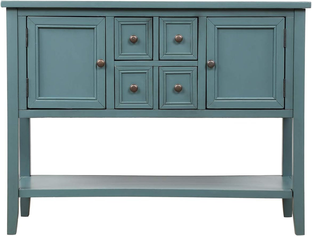 Antique Blue Buffet Table with Bottom Shelf I98253