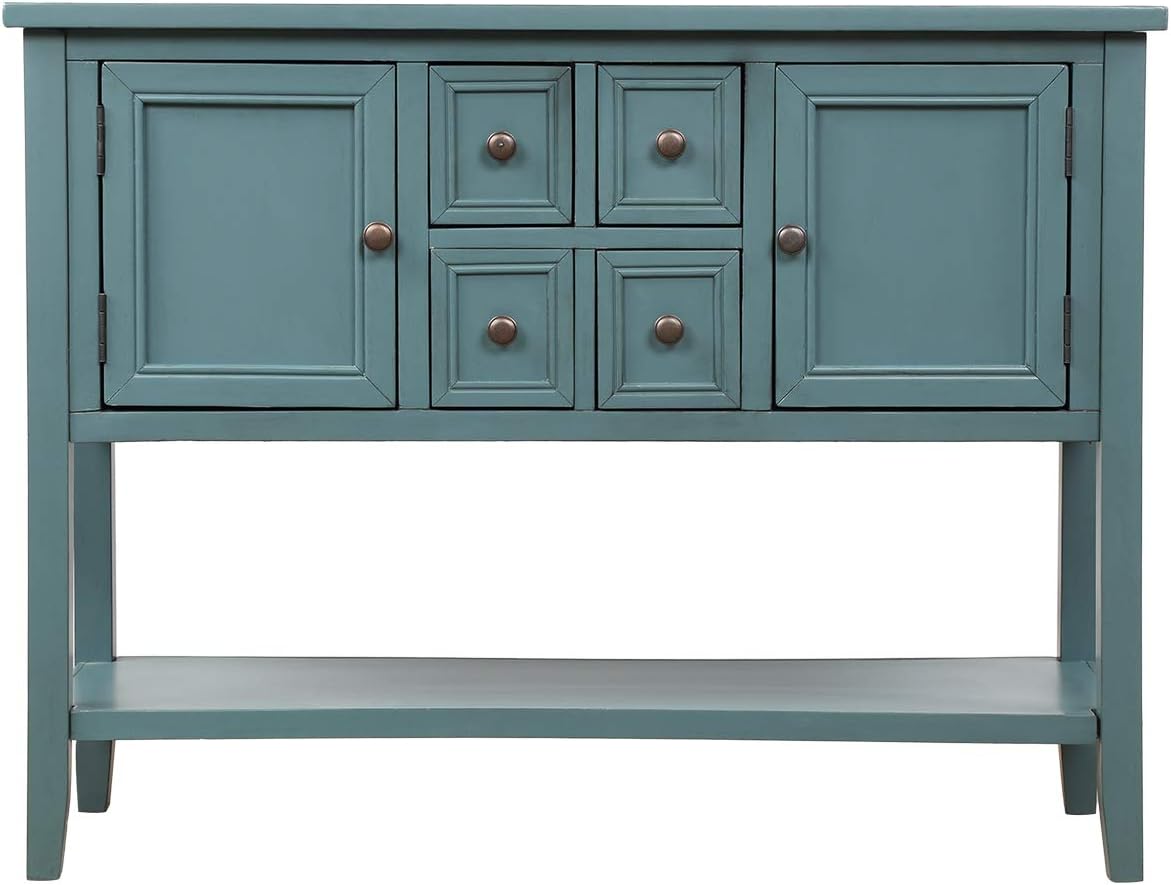 Antique Blue Buffet Table with Bottom Shelf I98253