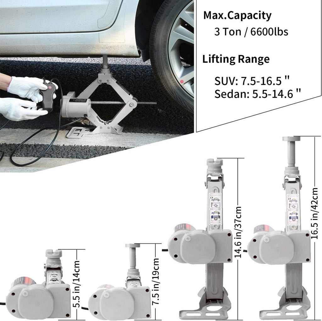 3 Ton 12v Scissor Lift Jack Set with Impact Wrench and Tire Inflator Pump J389537