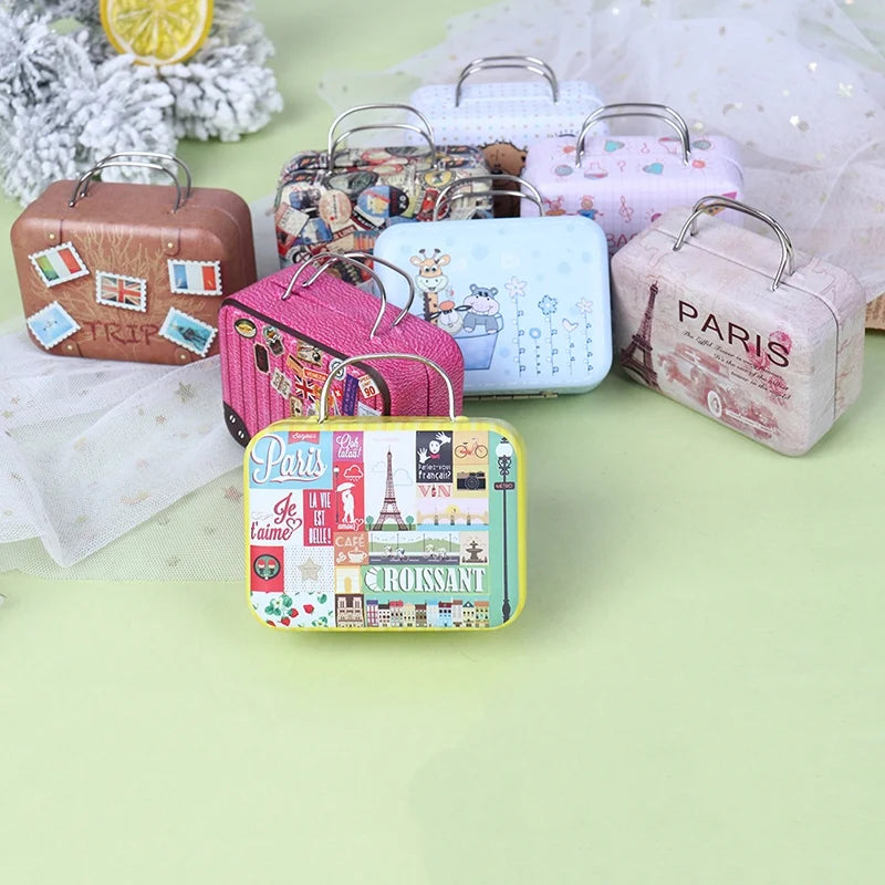 Metal Mini Suitcase Dollhouse Decoration Q5451