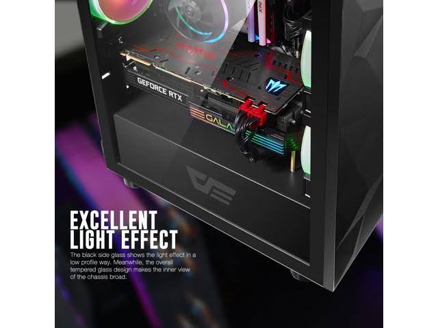 Black MATX Tower Computer Case with Glass Door G459