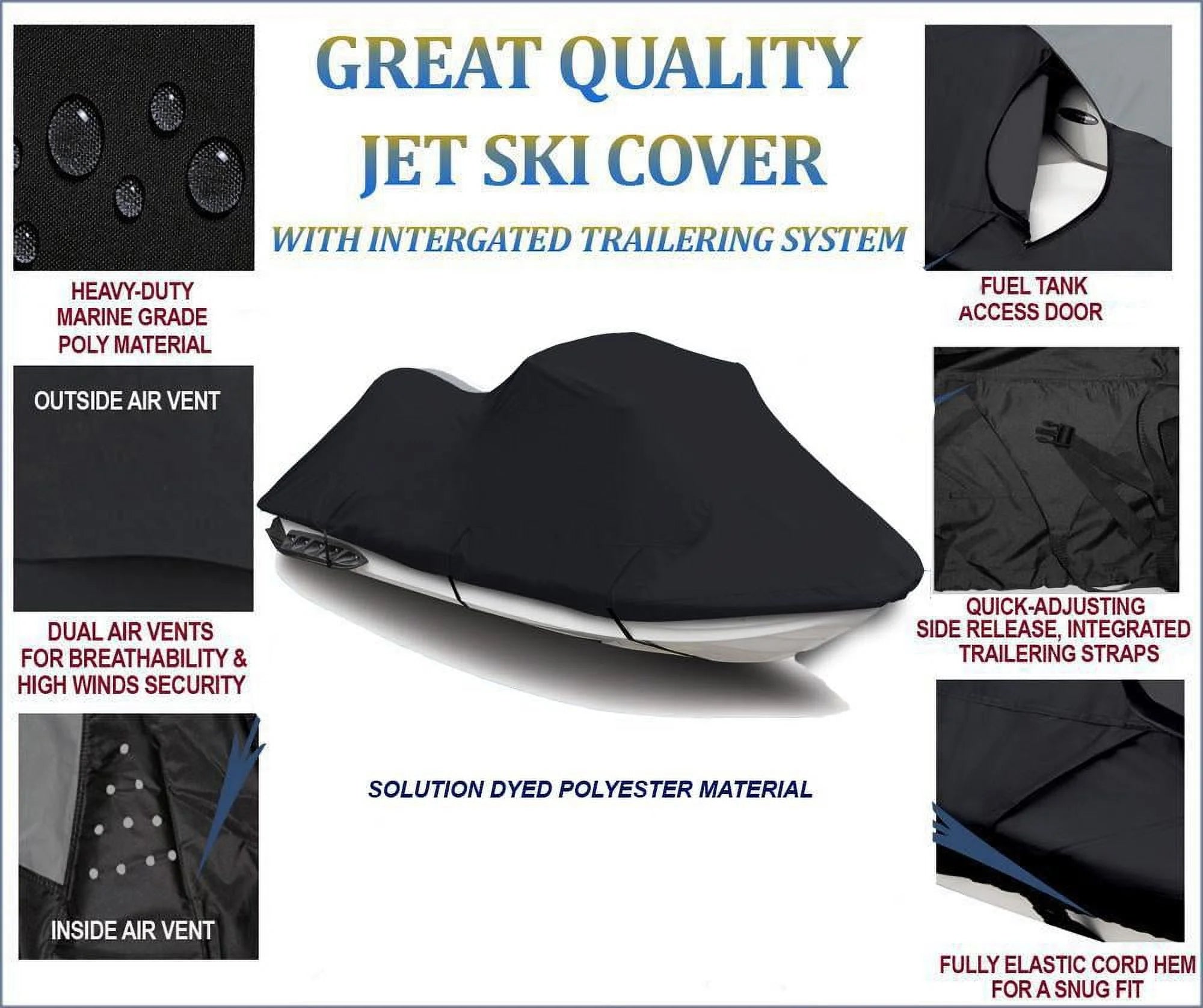 Black 600 Denier JetSki Cover Z81457