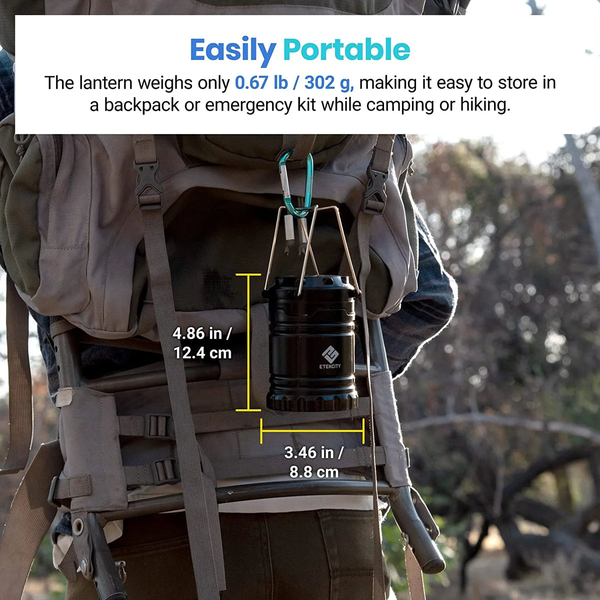 4 Pack Portable LED Camping Lantern with 12 AA Batteries, Black, Collapsible Y40686