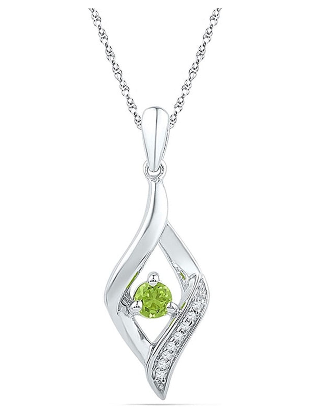 Sterling Silver Peridot Oval Pendant W9282