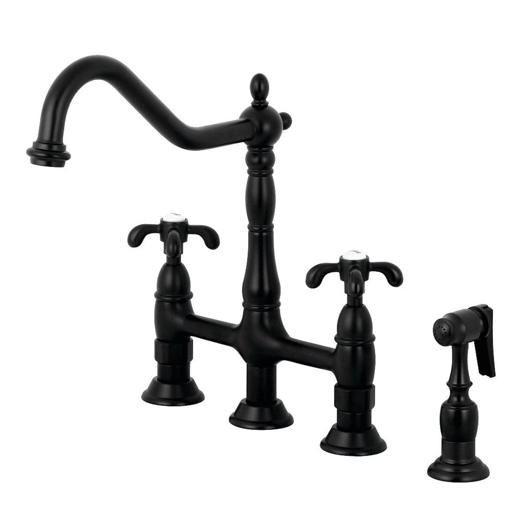French Country 8-Inch Centerset Kitchen Faucet with Brass Sprayer Satin Nickel Z841