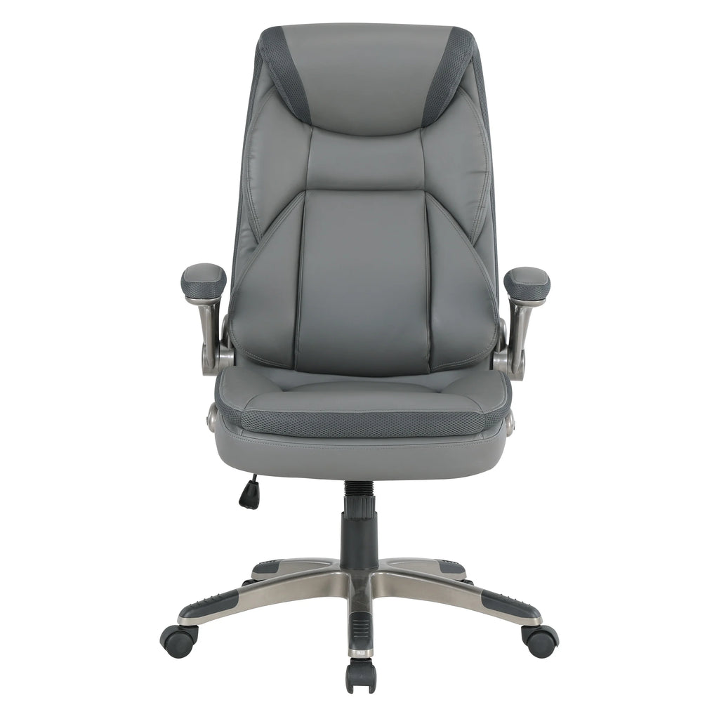 Charcoal Bonded Leather Chair with Nylon Base T539
