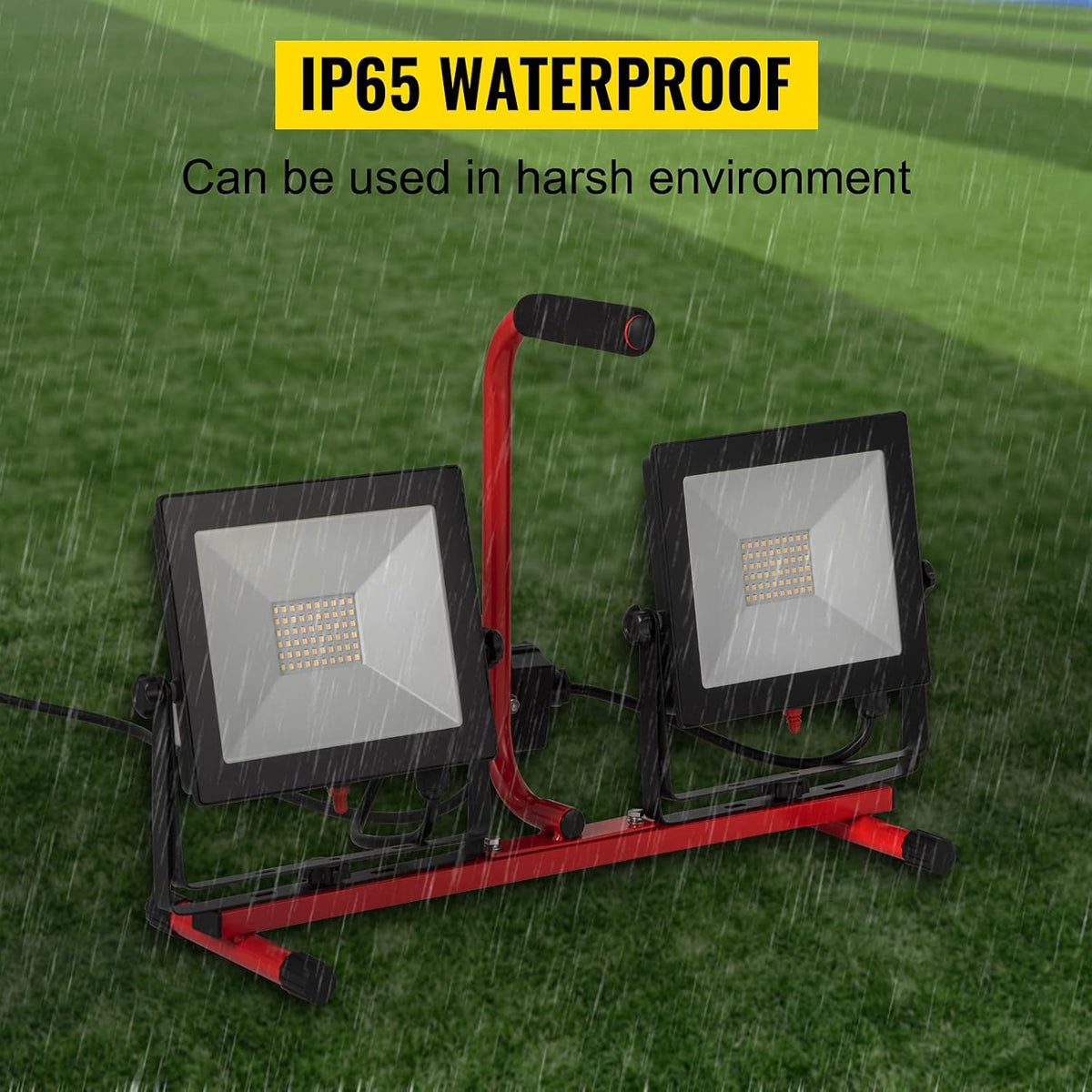 LED Work Light with Stand, 4200 Lumen Dual-head, IP65 Waterproofed, Pack of 2 P133