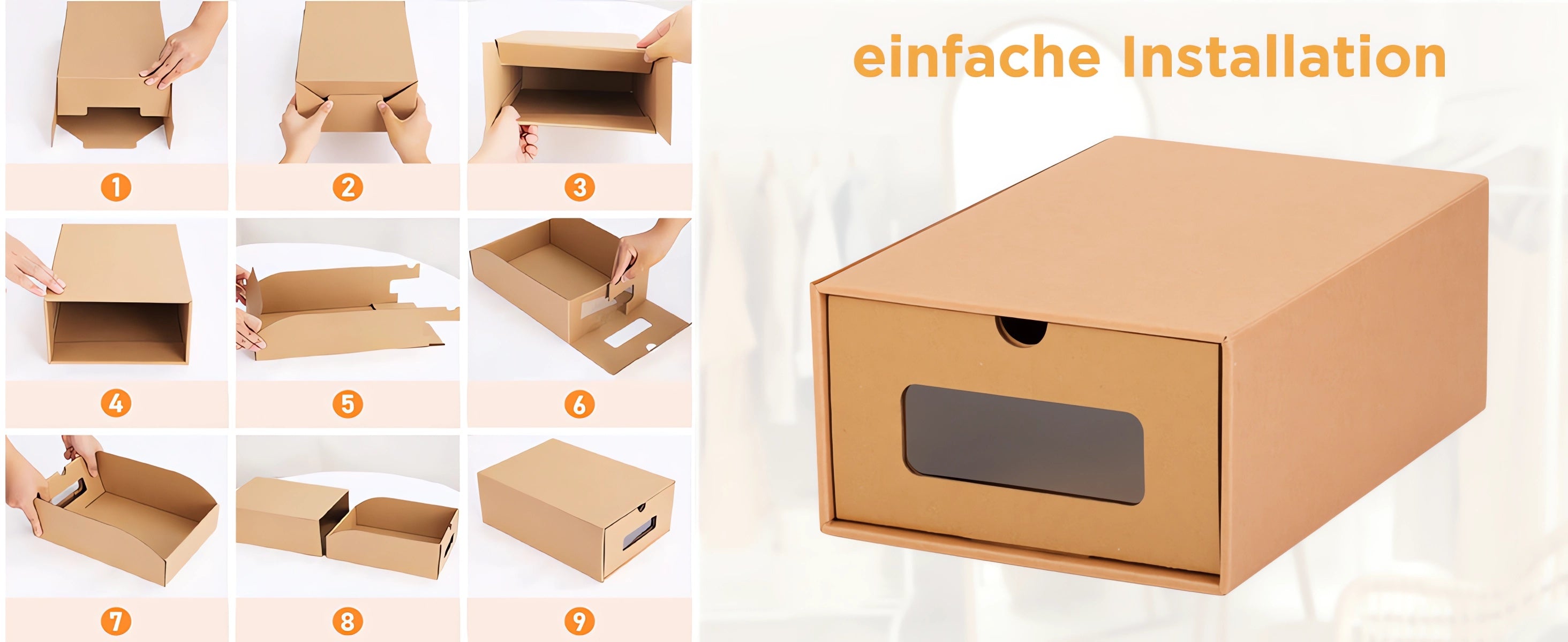 10Pcs Stackable Cardboard Shoe Box Storage Organizer H625834