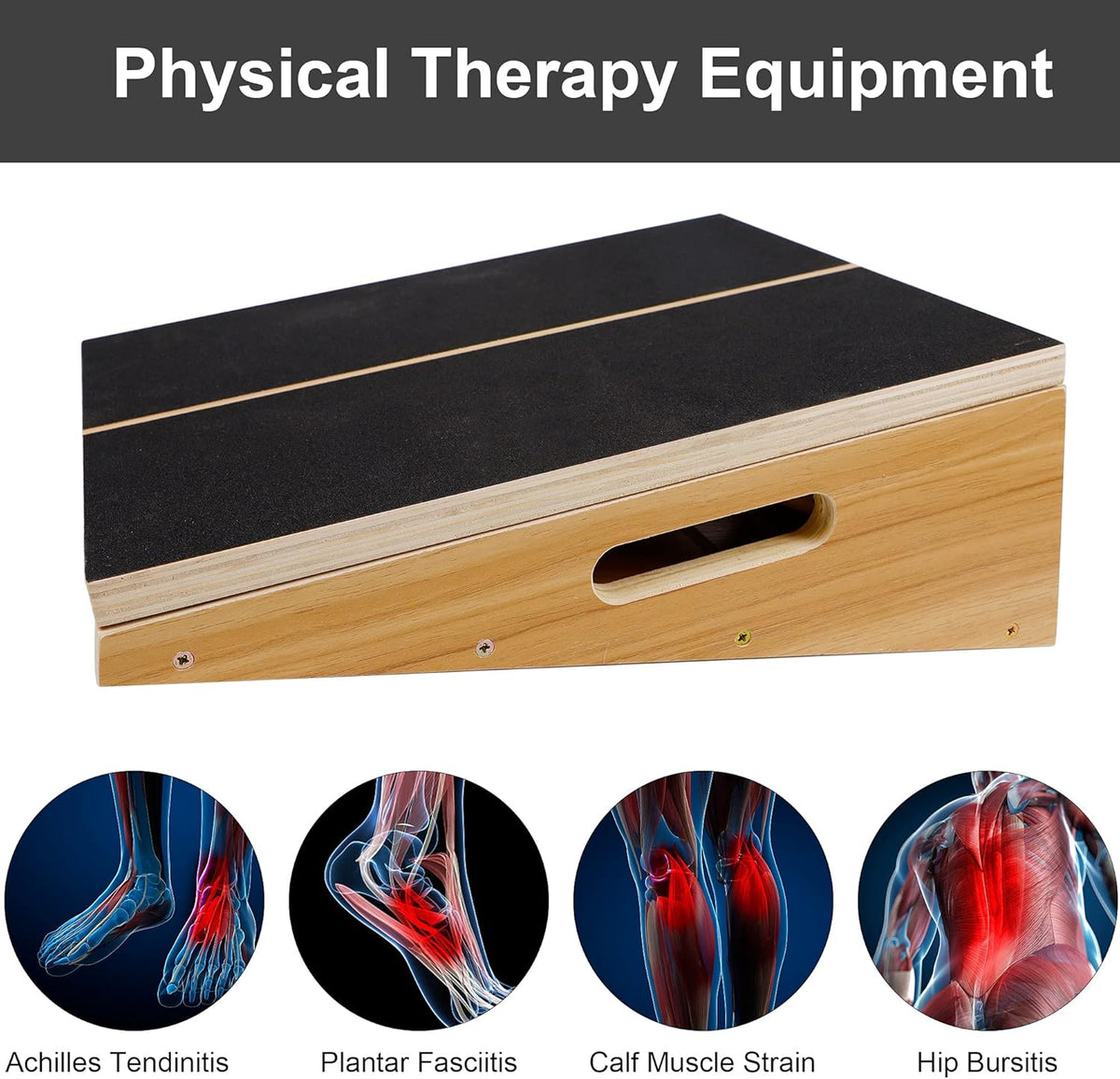 Wooden Slant Board, Adjustable Incline Board, Non-Slip Stretching Board, Pack of 2 H38584