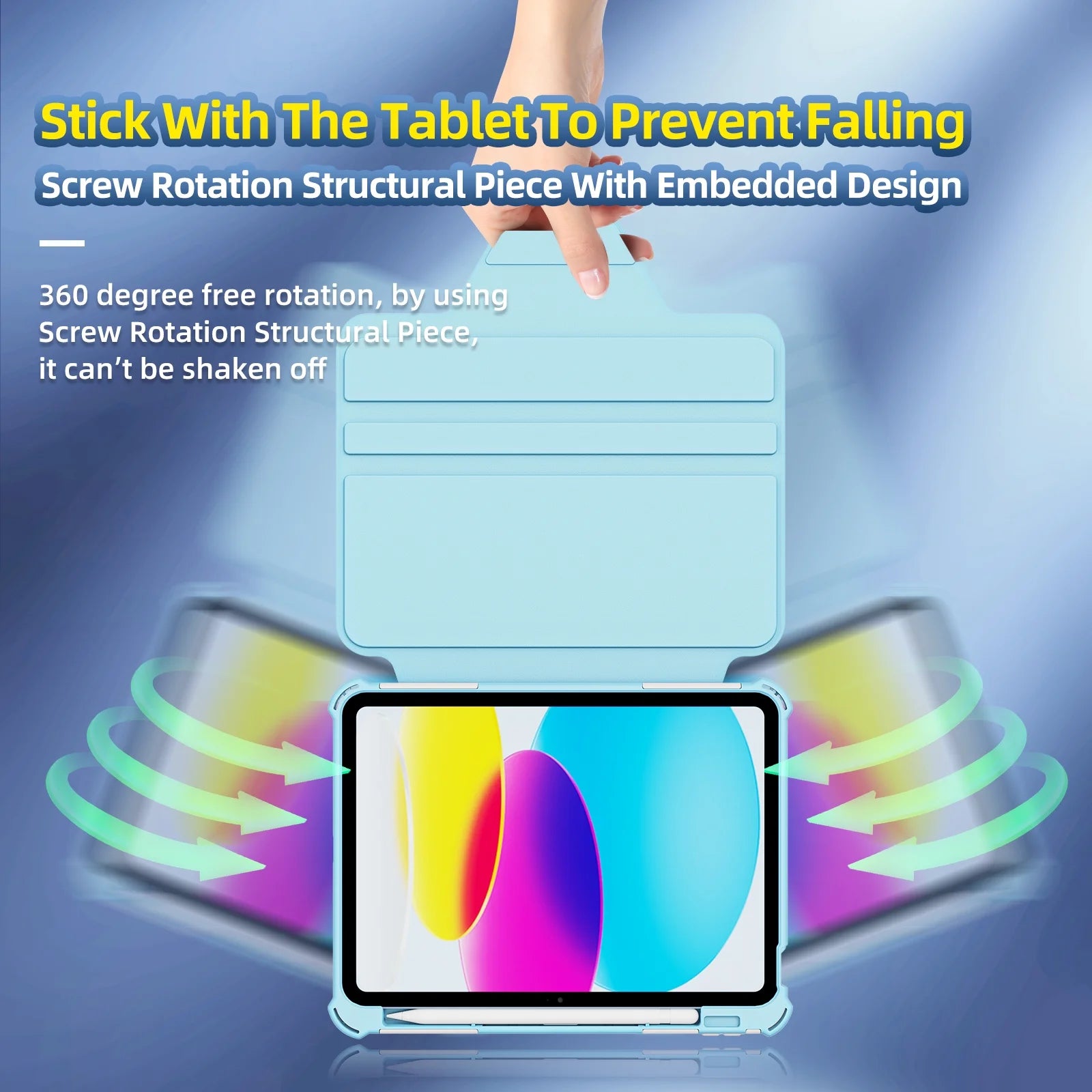 Skyblue Rotating Case for iPad 10th Generation 10.9-inch with Pencil Holder B2225