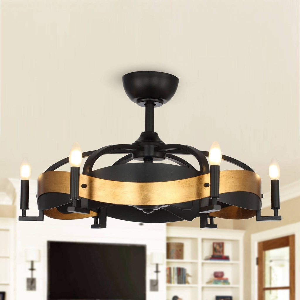 30-Inch Black 3-Blade 6-Light Ceiling Fan with Remote V678014