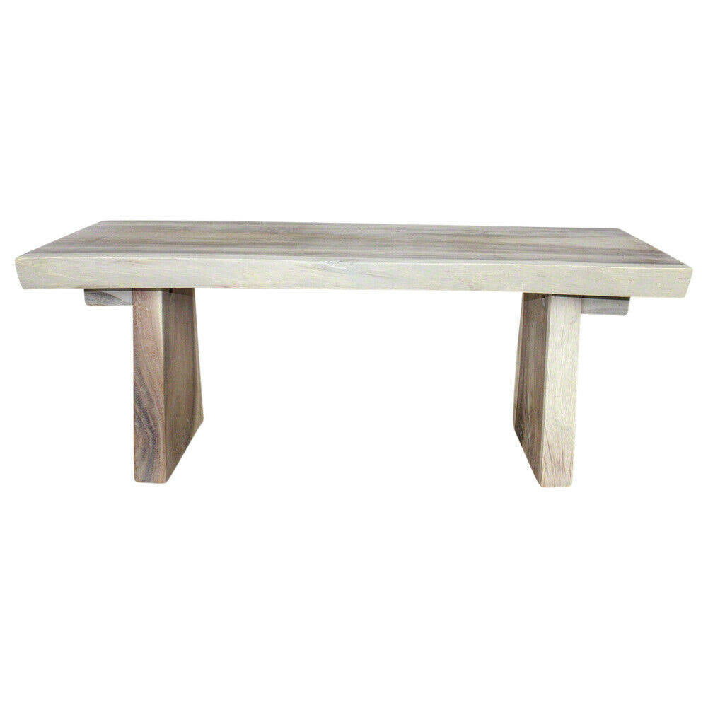 Wood Natural Edge Bench 48 in x 17-20 x 18 in H KD Agate Grey Oil E404