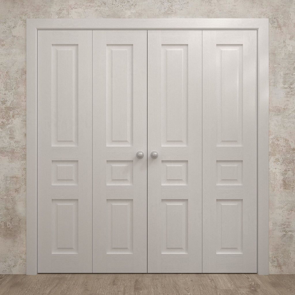 Sliding Double Bi-fold Closet Doors 72 x 80 inches Wood Solid White Oak U98500