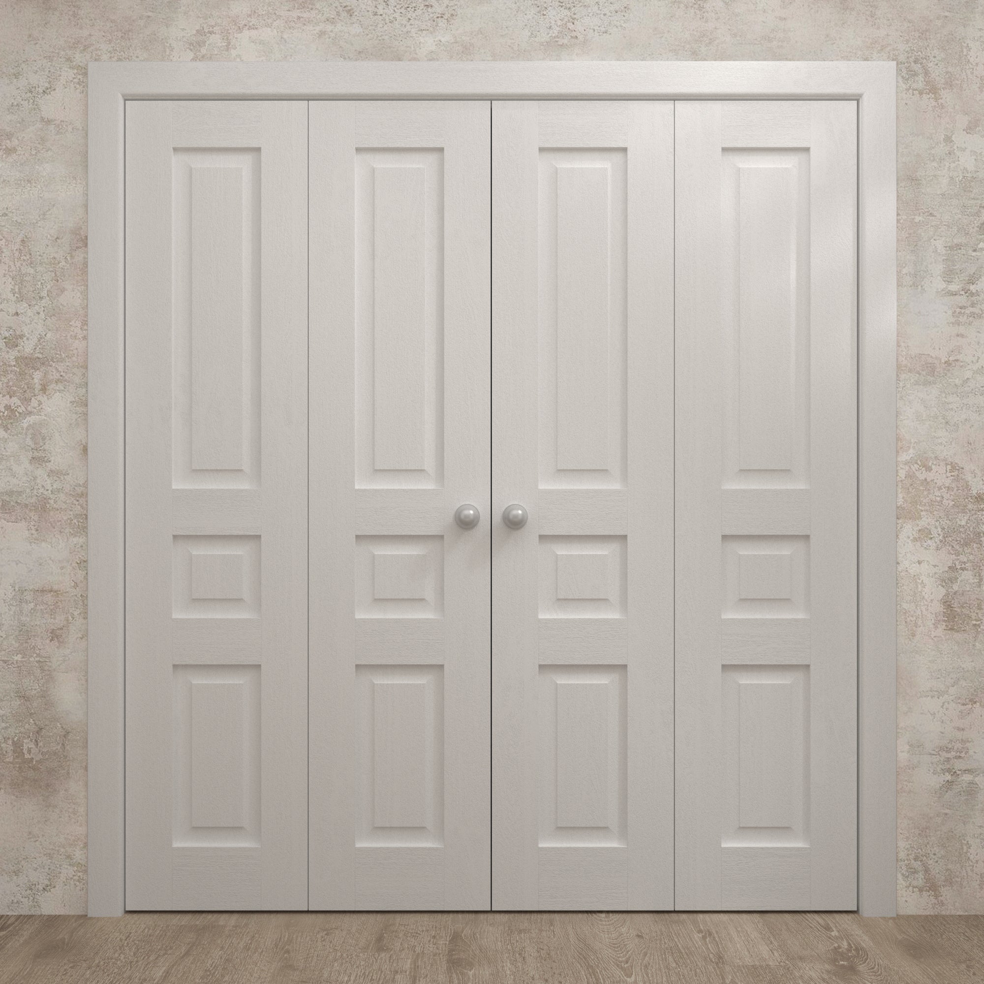 Sliding Double Bi-fold Closet Doors 72 x 80 inches Wood Solid White Oak U98500
