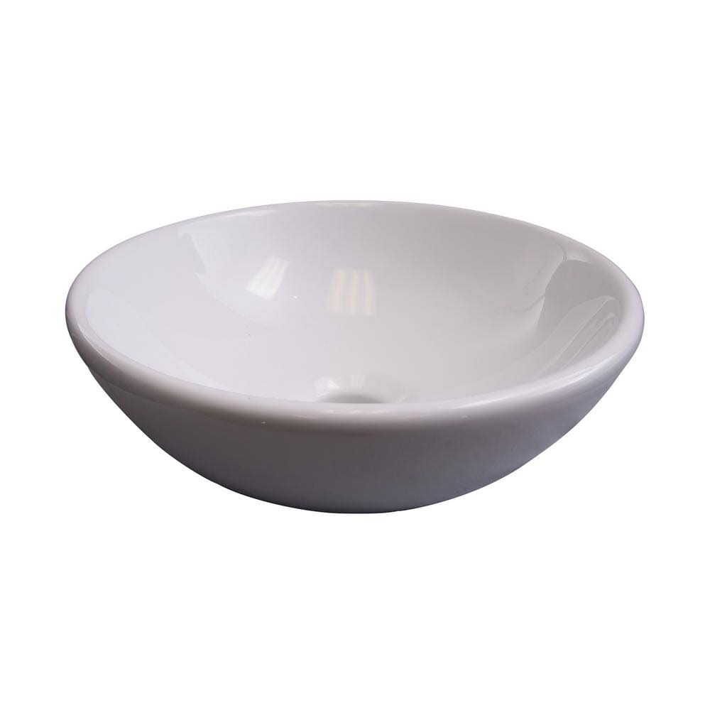 White 11 1/4 inch Single Basin Above Counter Bathroom Sink C76188