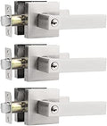 6 Pack Privacy Door Levers, Satin Nickel Finish, Square Interior Hardware G953