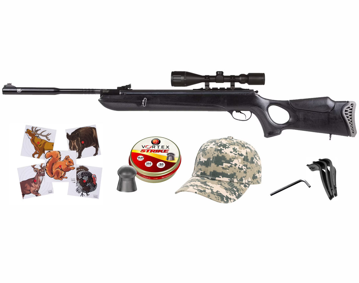 Hatsan Mod 130S Vortex QE .30 Cal Break Barrel Air Rifle and Pellets and Hat Bundle P6922