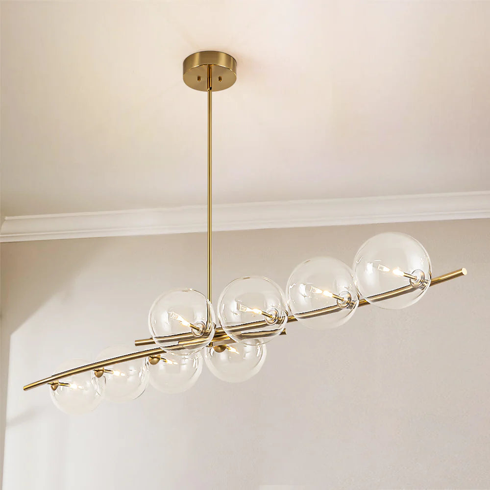 8-Light Dimmable Clear Glass Linear Chandelier H5577
