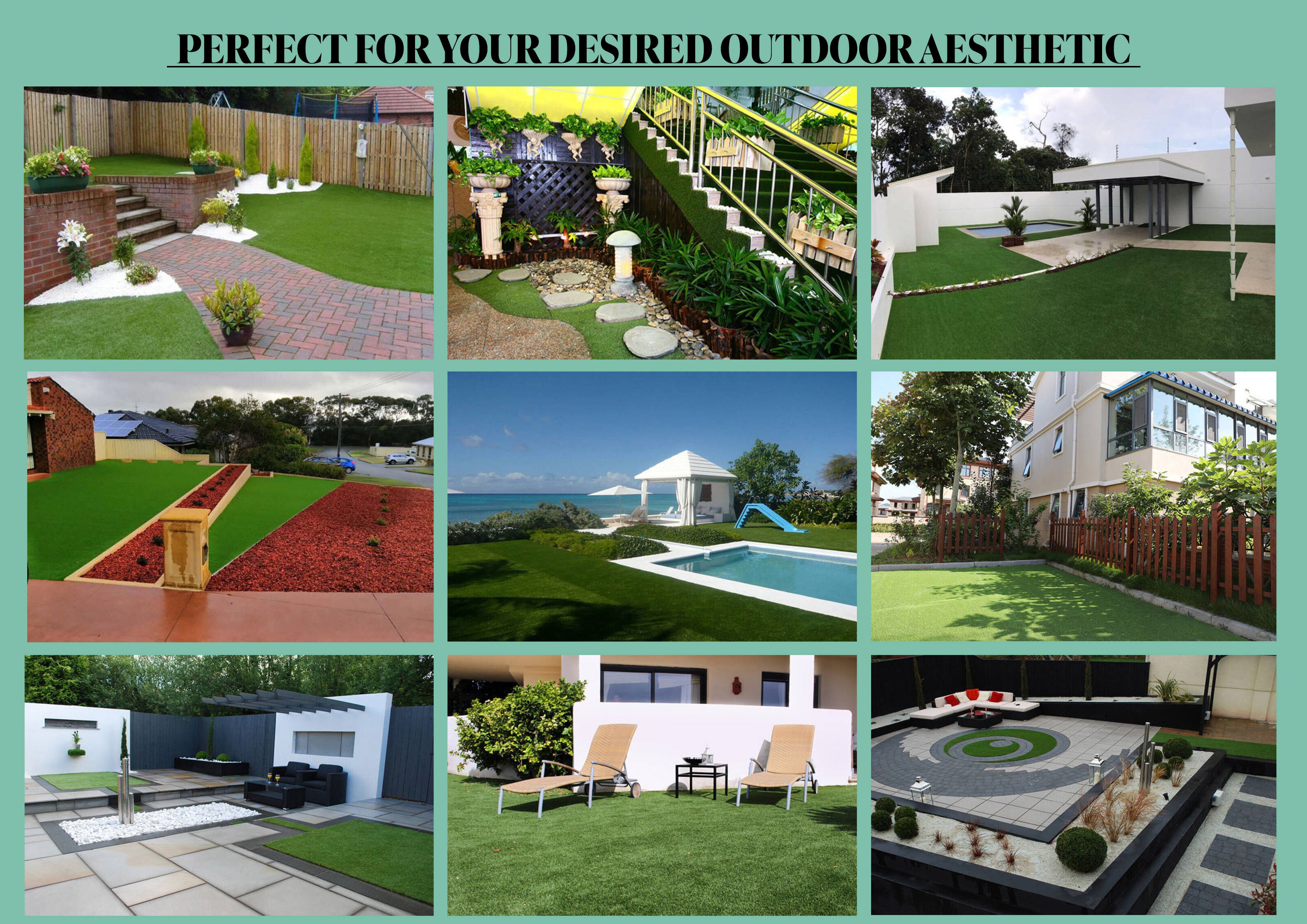 Waterproof 5'3" x 8'2" Green Artificial Grass Rug O8697